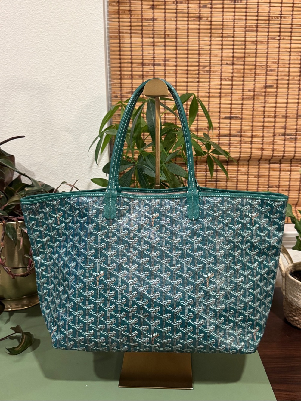 Goyard Green Patterned Tote Bag